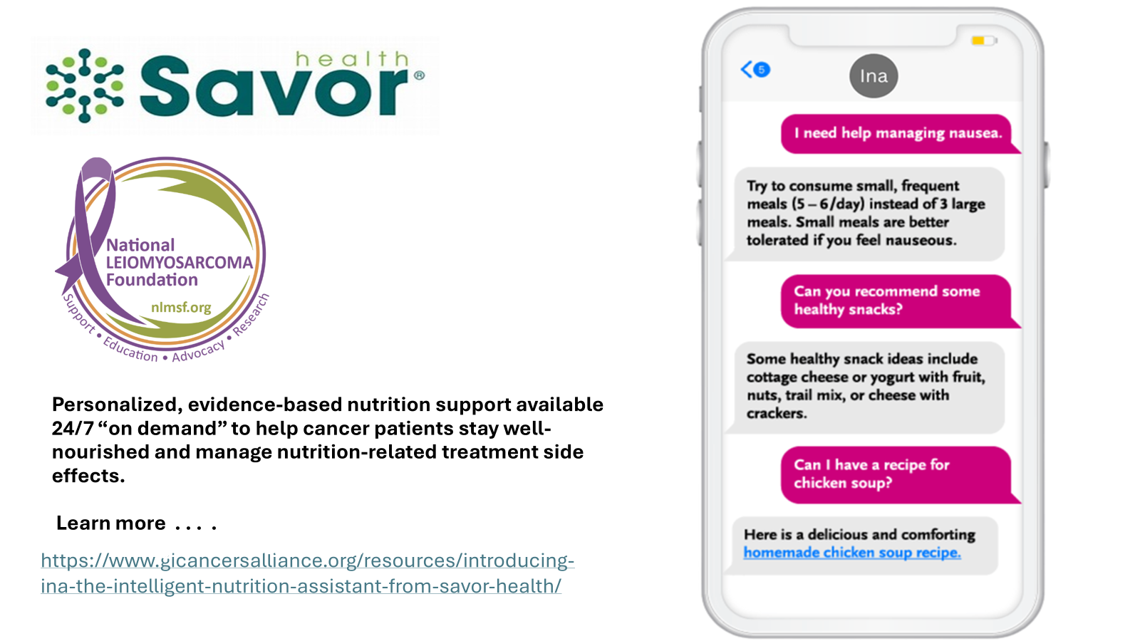 SAVOR Health nutrition program infographic